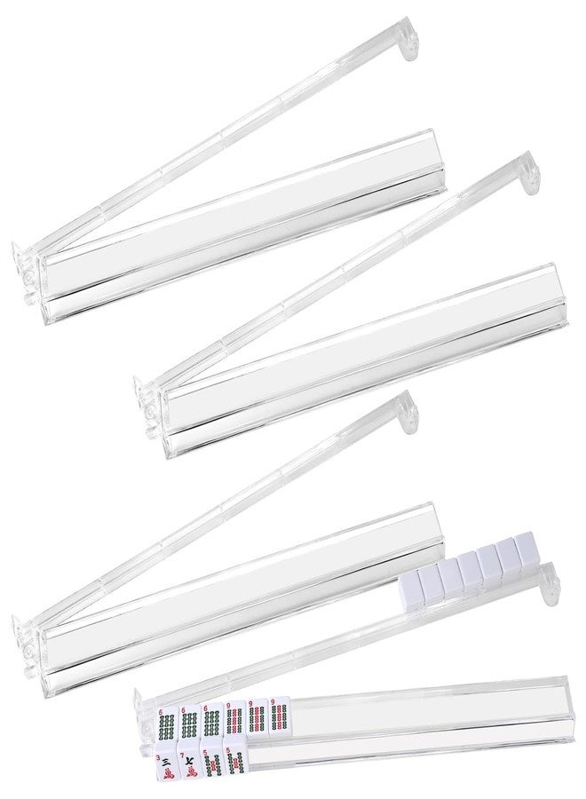 Goldge Mahjong Racks with Pushers Set of 4, Clear Acrylic All-in-One Mahjong Pushers and Racks, Transparent American Mahjong Tile Racks, Durable Lightweight Mahjong Accessories - Image 1